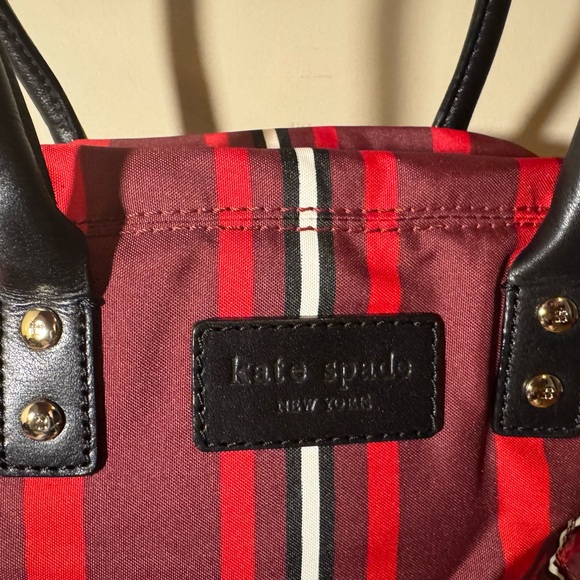 Kate Spade Red and Black Striped Satchel - Picture 1 of 6